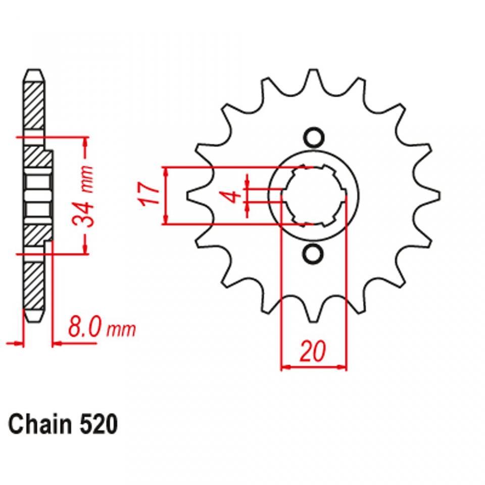 Pignon de sortie de boite JT Sprockets pour Moto Honda 250 CB Two Fifty 1992 à 2001 JTF287.13 / 13 dents pas 520 type 287 Neuf