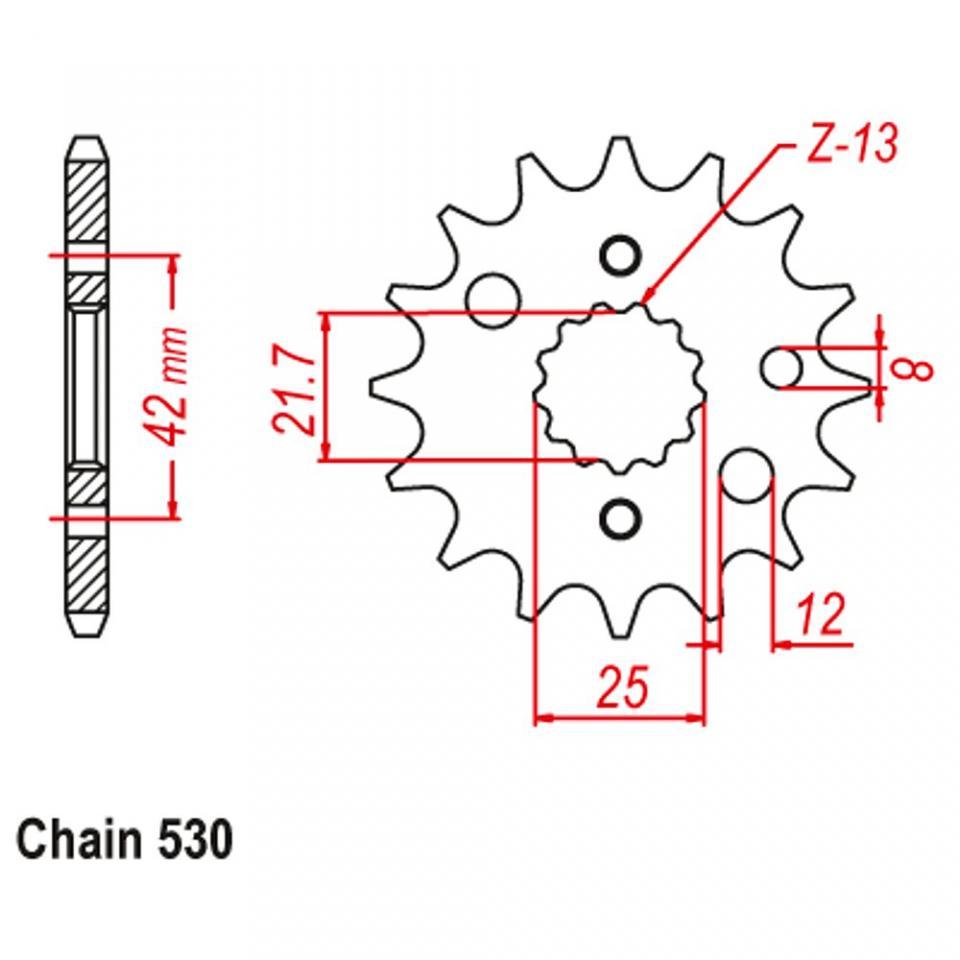 Pignon de sortie de boite JT Sprockets pour Moto Kawasaki 800 VN Vulcan 1997 à 2005 JTF519.17 / 17 dents pas 530 tyoe 519 Neuf