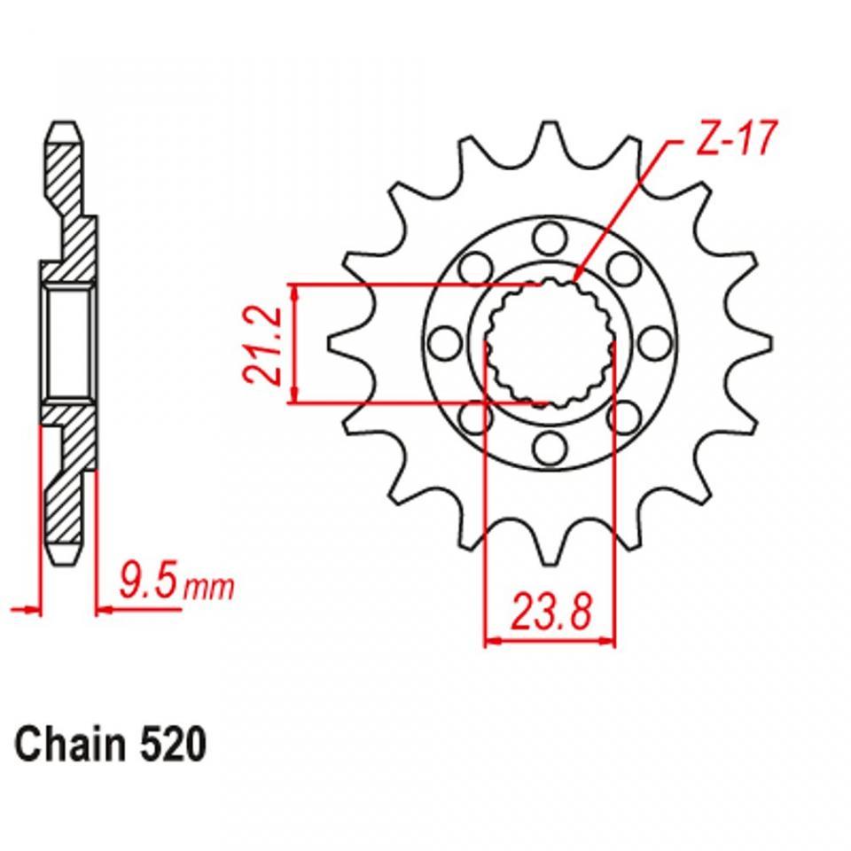 Pignon de sortie de boite JT Sprockets pour Moto Honda 500 CR 1988 à 2001 JTF284.15 / 15 dents pas 520 Neuf