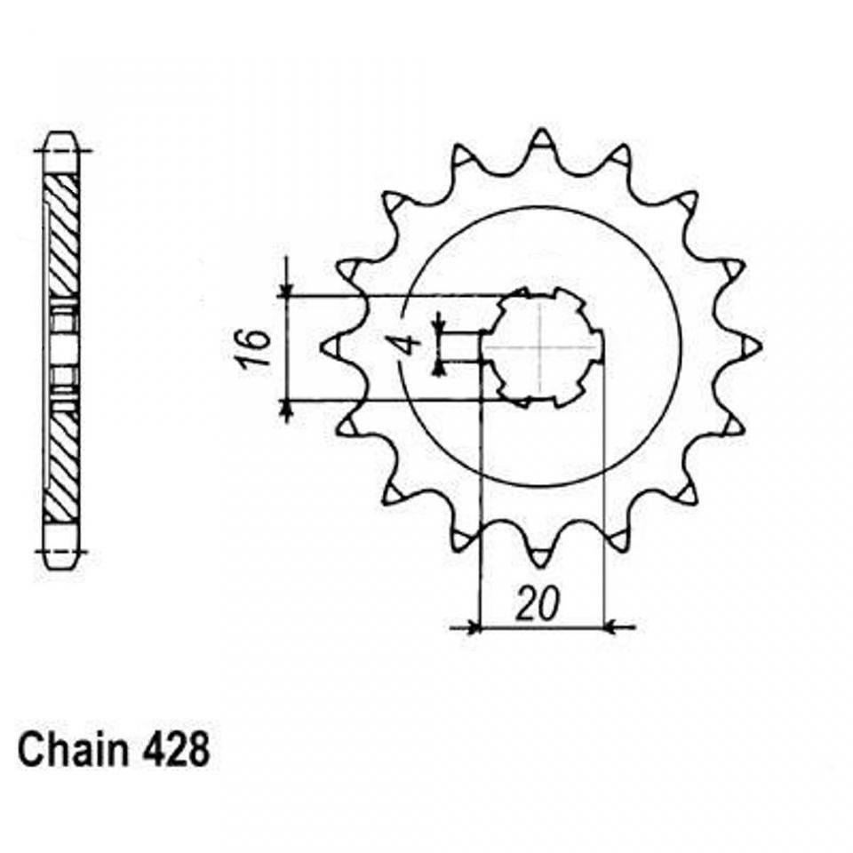 Pignon de sortie de boite Sifam pour Moto Kawasaki 80 Kx Petites Roues 1998 à 2000 14 dents pas 428 type 555 Neuf