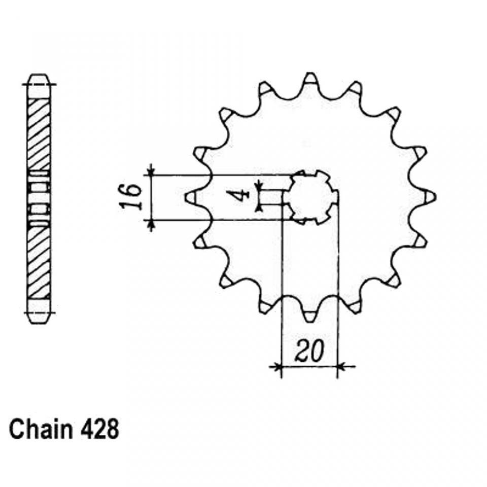 Pignon de sortie de boite Sifam pour Moto Yamaha 80 Yz Petites Roues 1993 à 2001 14 dents pas 428 type 416 Neuf