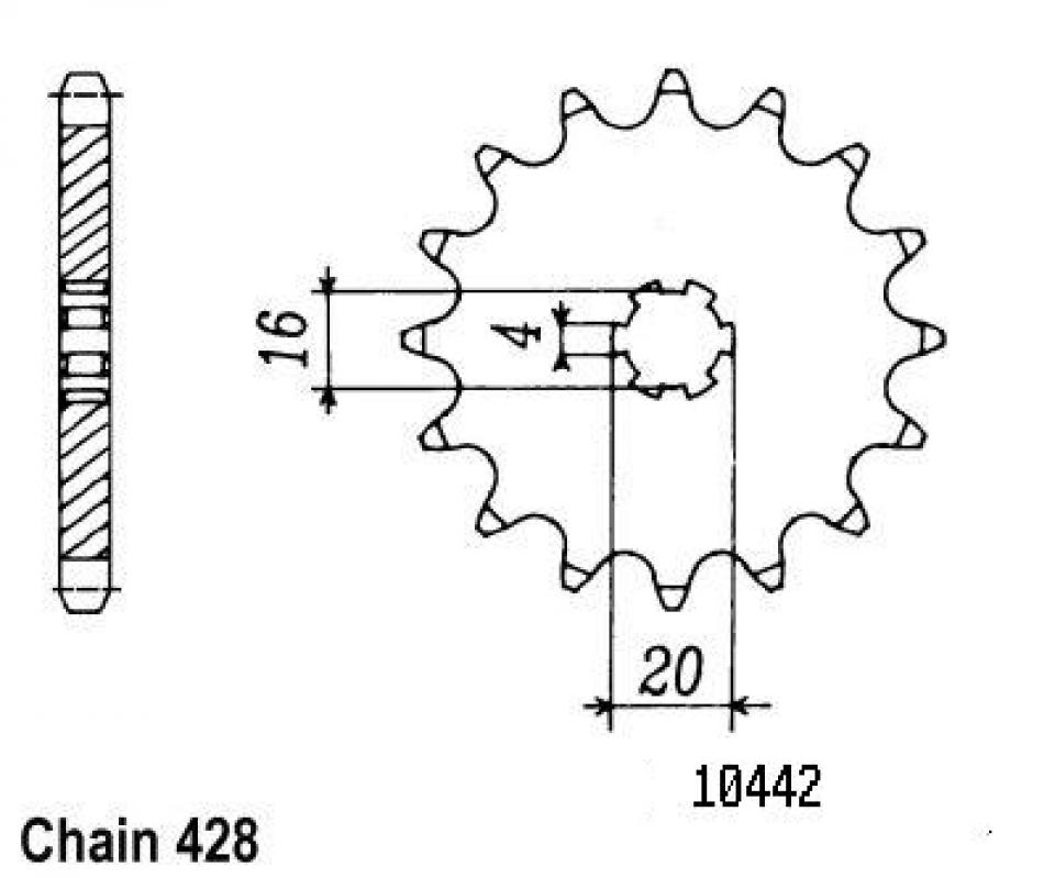 Pignon de sortie de boite Sifam pour Moto Suzuki 125 TSX 1984 à 1988 13 dents pas 428 type 416 Neuf