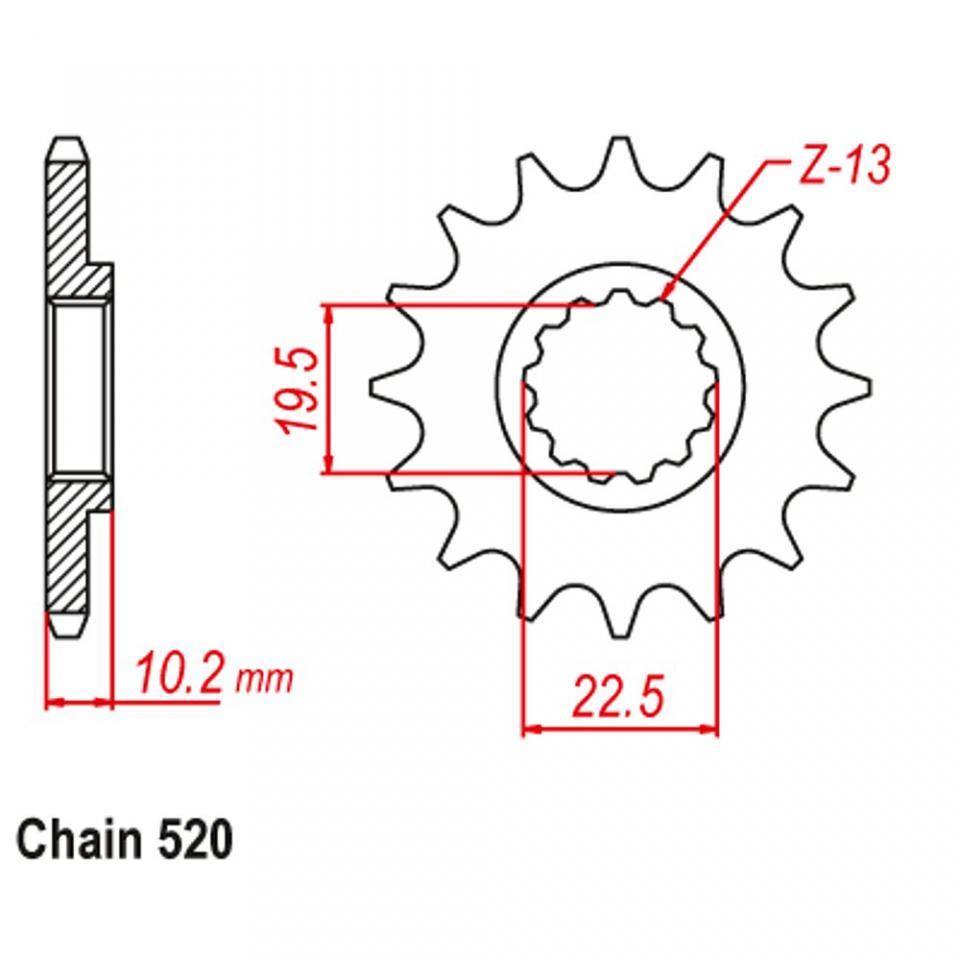 Pignon de sortie de boite JT Sprockets pour Moto Suzuki 350 DR 1990 à 1993 JTF432.13SC / 13 dents pas 520 Neuf