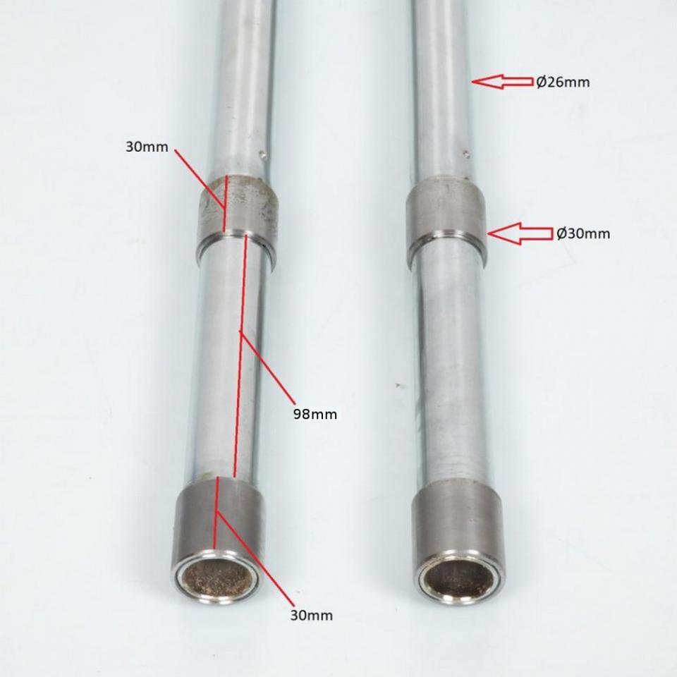 Paire de tubes de fourche Ø26mm pour mobylette Peugeot 103 SP longueur 52cm