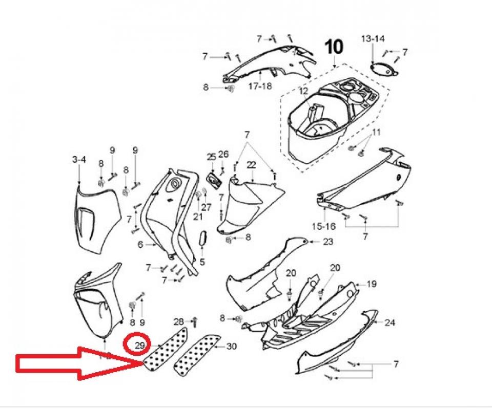 Protection aluminium marche pied droit pour scooter Peugeot 50 Vivacity 2 747596