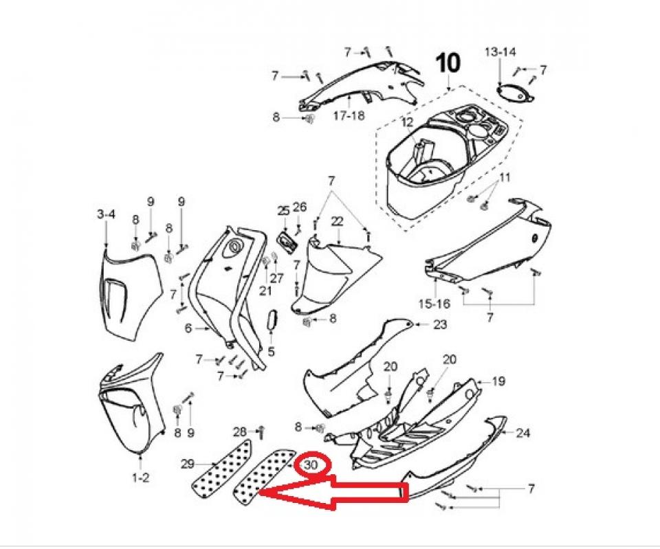 Protection aluminium marche pied G pour scooter Peugeot 50 Vivacity 2 747597