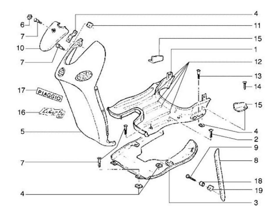 Protection de marche pied origine pour scooter Piaggio 50 Liberty RST 4T 573983 Neuf