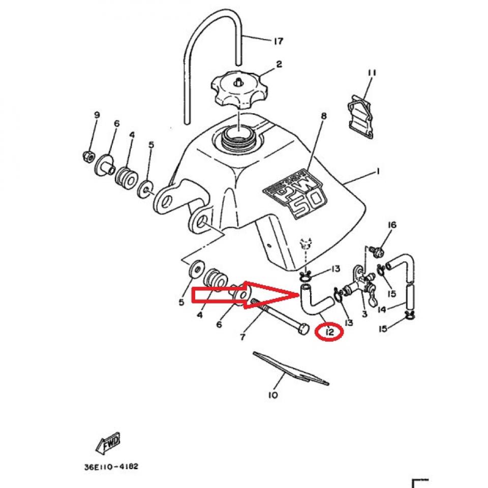 Durite essence pour moto Yamaha 50 PW 1988 5PG-24311-10 36E-24311-00 Neuf