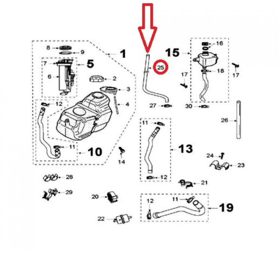 Durite carburant pour scooter Peugeot 125 Satelis 767389 Ø6 MP-26/11-2-3-A-100