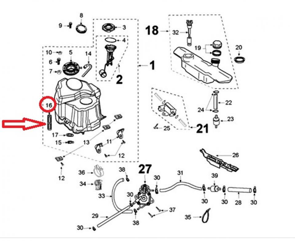 Crépine Filtre à essence pour scooter Peugeot 50 Jet force Après 2007 749756
