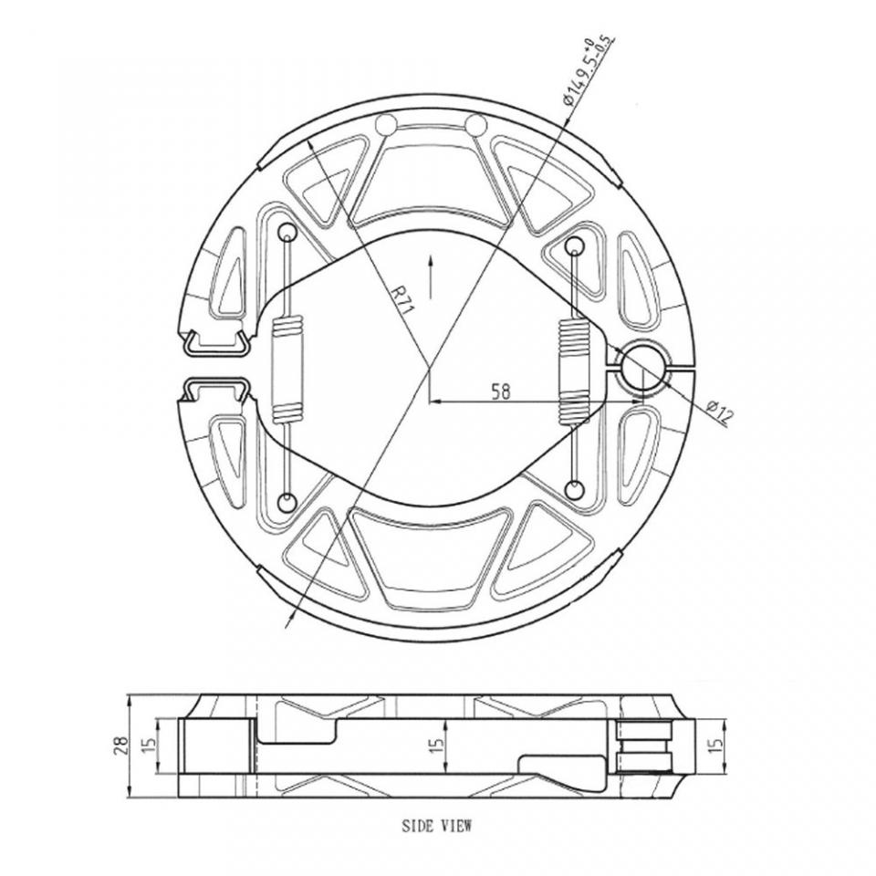 Mâchoire de frein Perftec pour Scooter MBK 125 Hw Oceo 2012 à 2017 AR Neuf