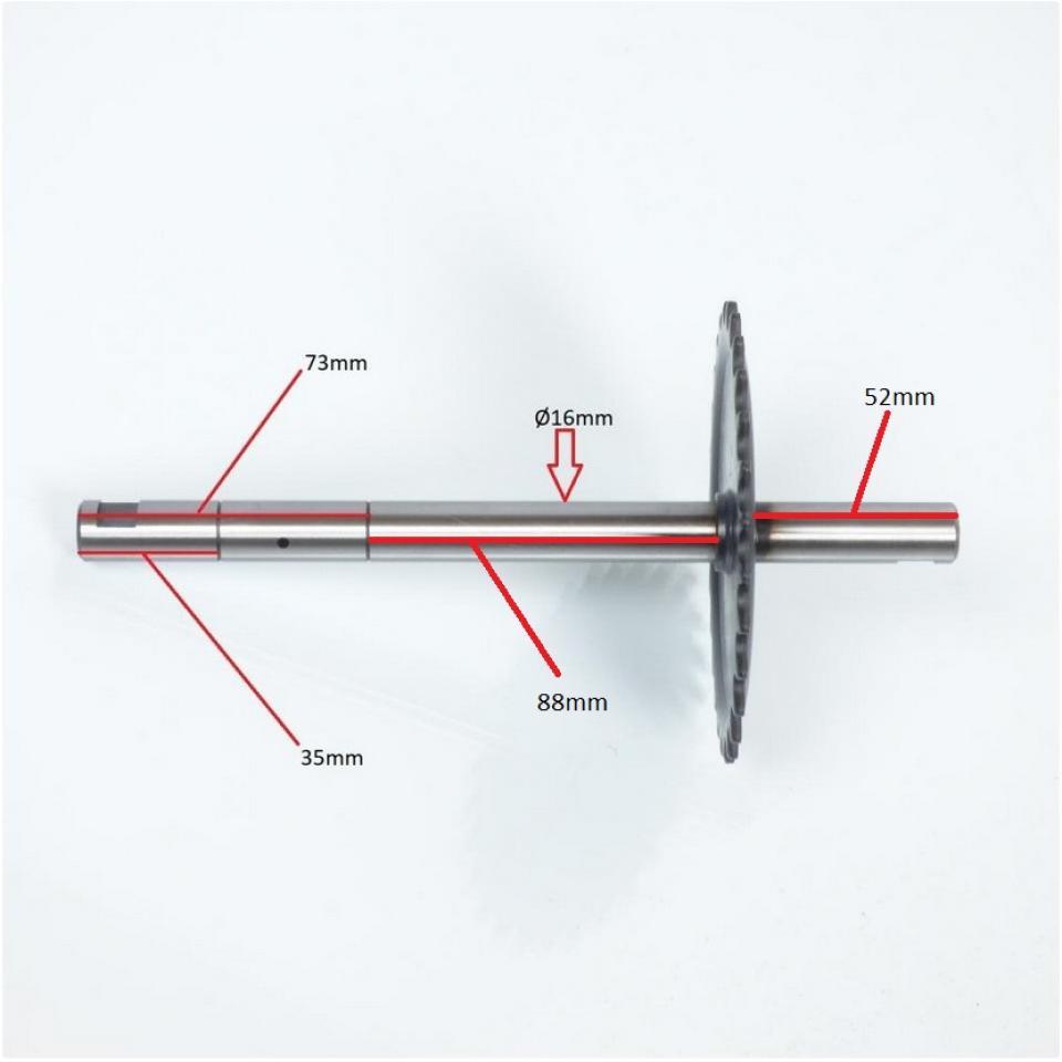 Axe de pédalier pour Mobylette MBK 50 41 Avant 2020 D16 L225 28 dts deux gorges Neuf