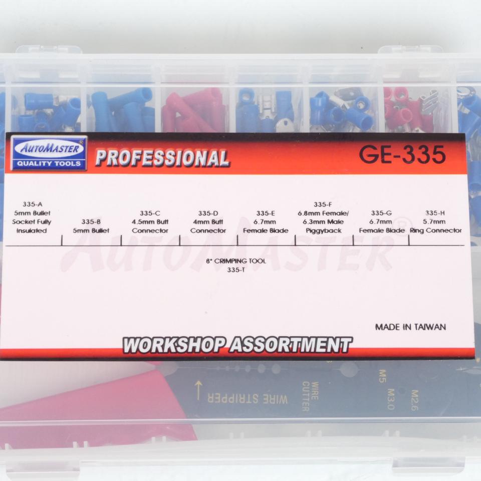 Coffret assortiment cosse électrique isolé + pince AutoMaster GE-335 pour moto