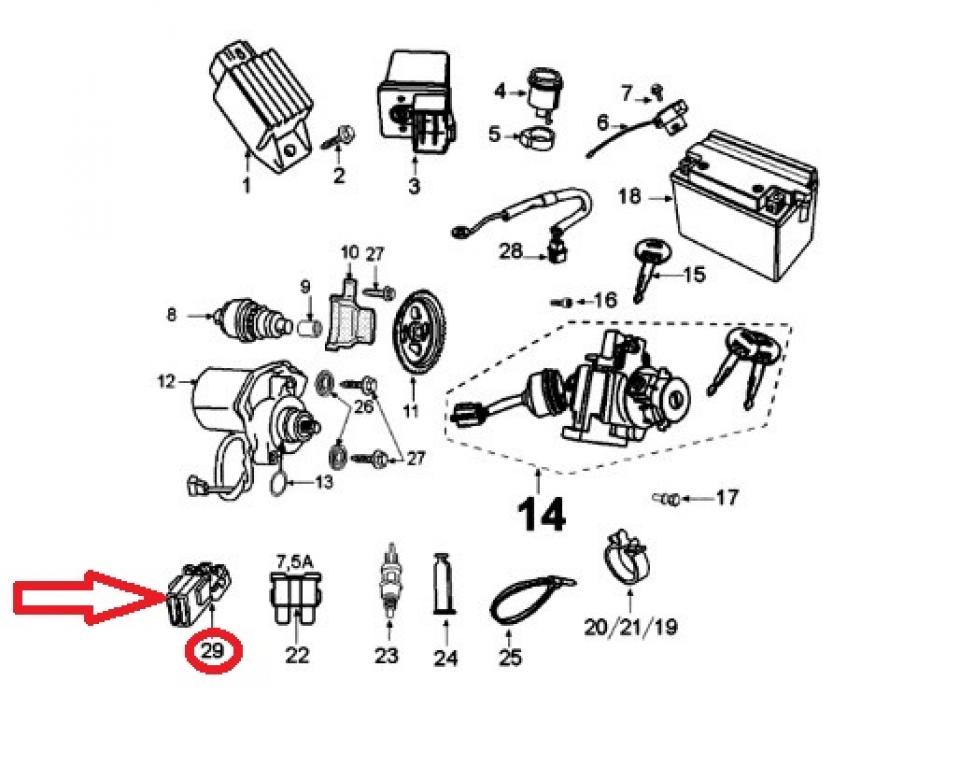 Connecteur électrique 2 bornes pour scooter Peugeot 50 Kisbee 2T 2011-17 728414