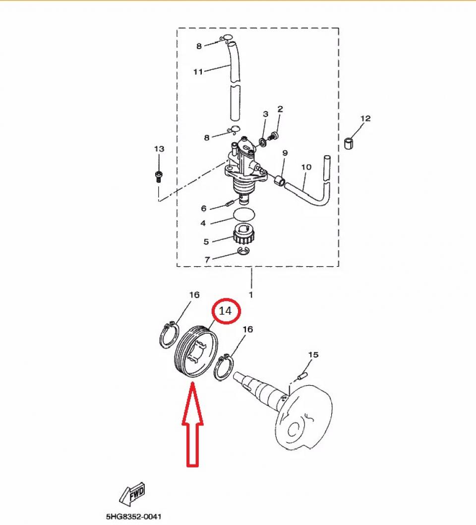 Pignon de pompe a huile pour scooter Malaguti 50 F12 3VL-E3178-00 Neuf
