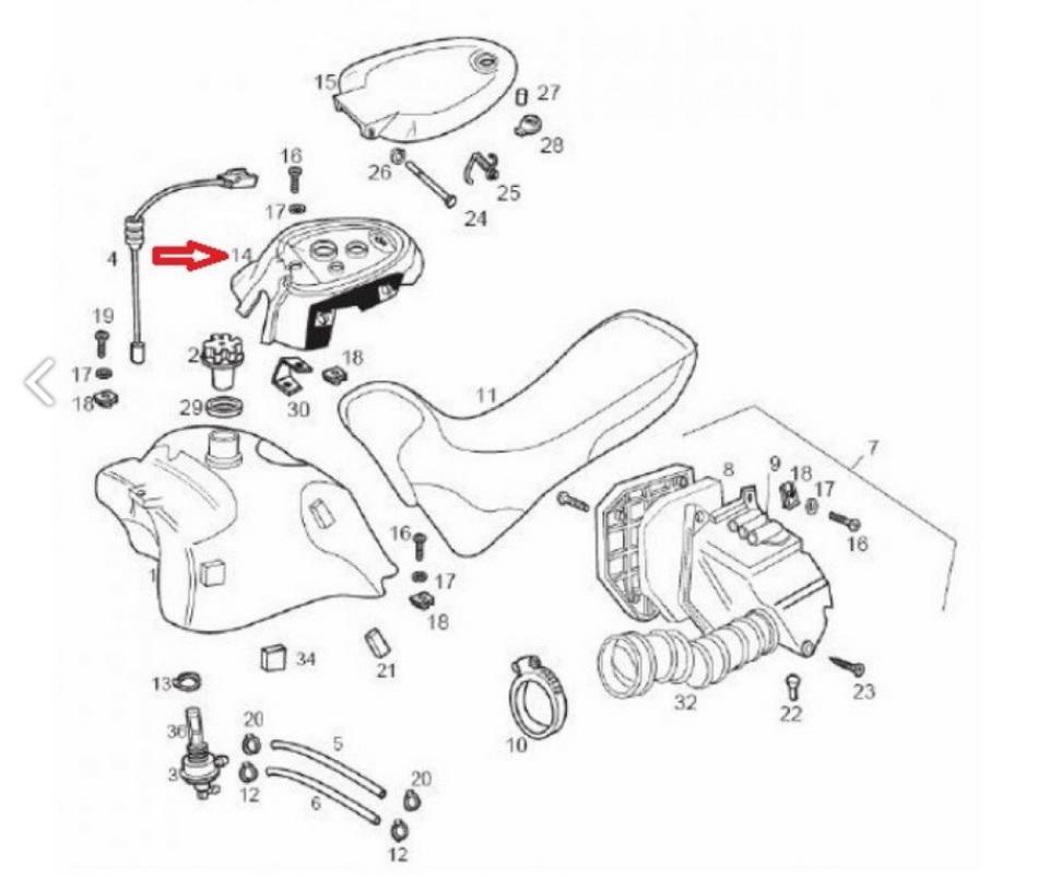 Couvre réservoir origine pour Moto Derbi 50 Senda R 2002 à 2003 00H01505226 noir / 00H01504221 Neuf