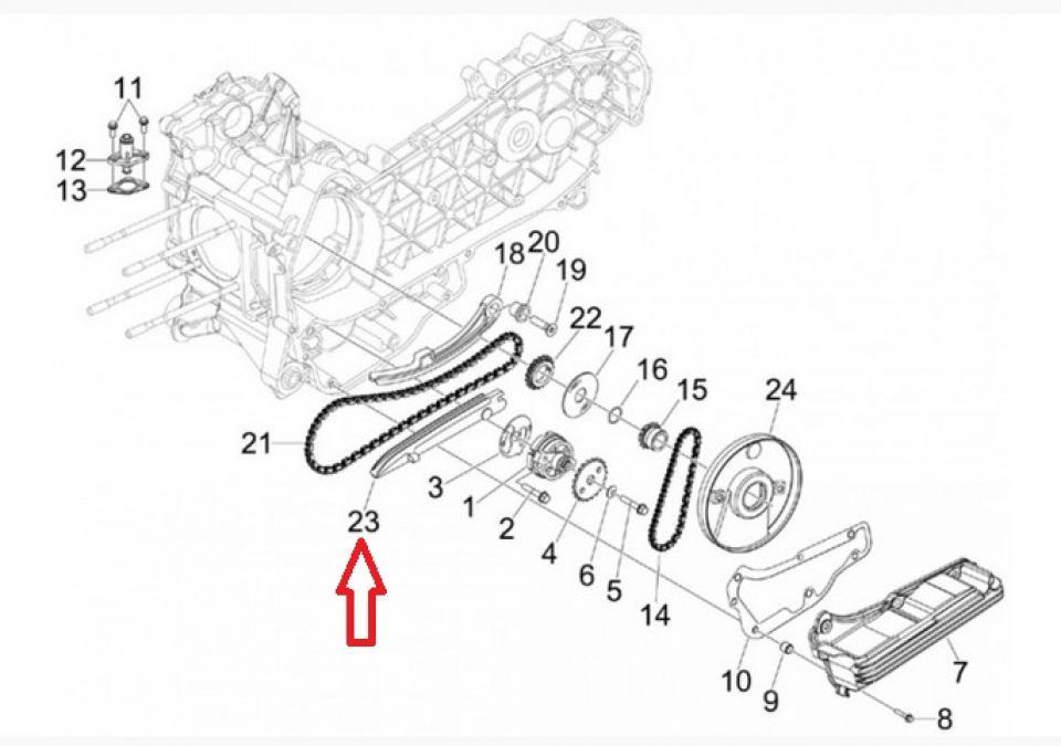 Guide chaîne de distribution origine pour Scooter Piaggio 300 MP3 2010 à 2020 847516 Neuf