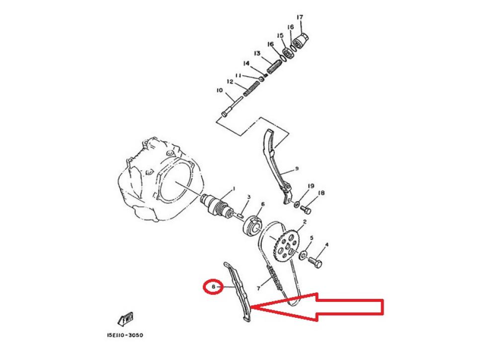 Guide chaîne de distribution pour moto Yamaha 125 TW 5H0-12231 5H0-12231-01 Neuf
