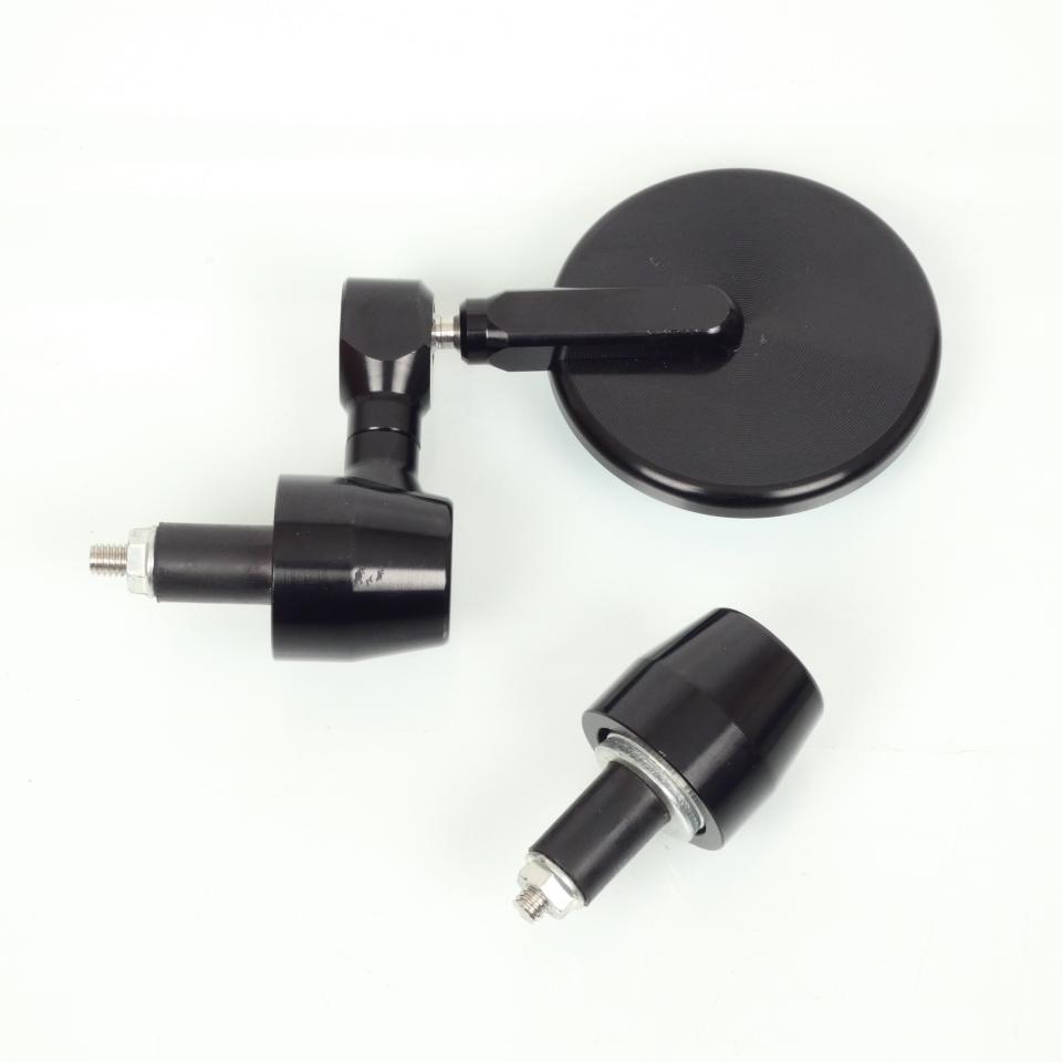 Rétroviseur réversible embout de guidon Mad aluminium noir Ø70mm pour moto Neuf