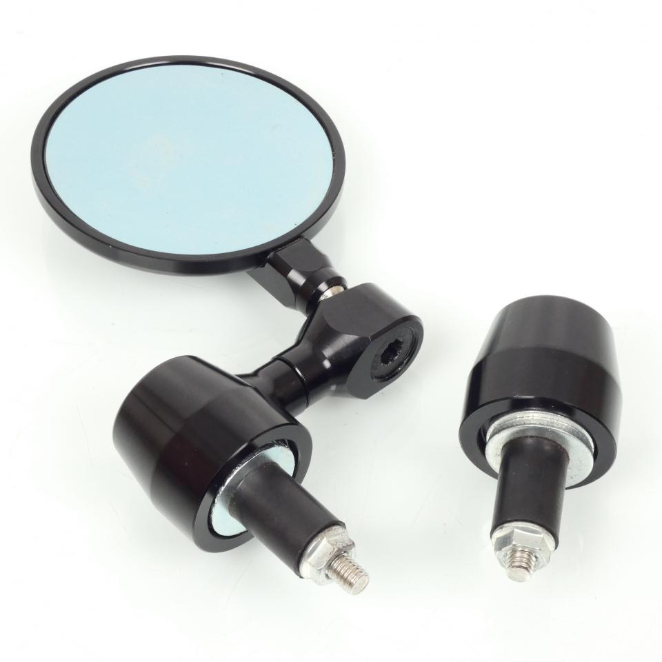 Rétroviseur réversible embout de guidon Mad aluminium noir Ø70mm pour moto Neuf