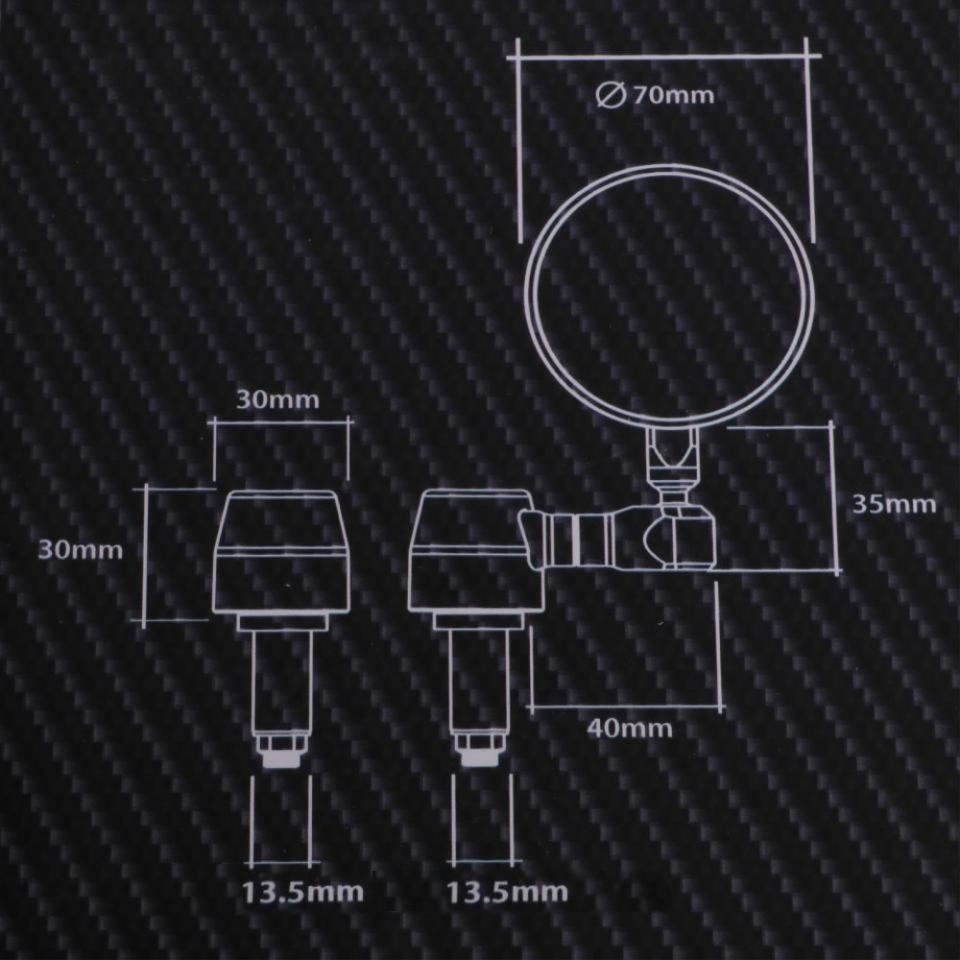 Rétroviseur réversible embout de guidon Mad aluminium noir Ø70mm pour moto Neuf