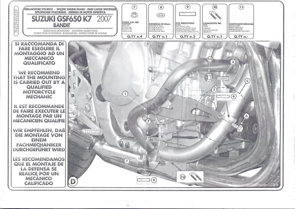 Paire pare carter D&G GIVI pour moto Suzuki GSF 650 Bandit 2007 TN539-KN539