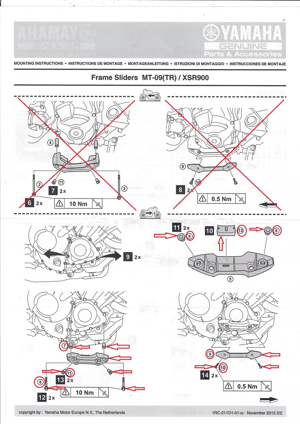 Kit Tampon pare carter Droit pour moto Yamaha 900 Tracer B90211D002 B90211D0