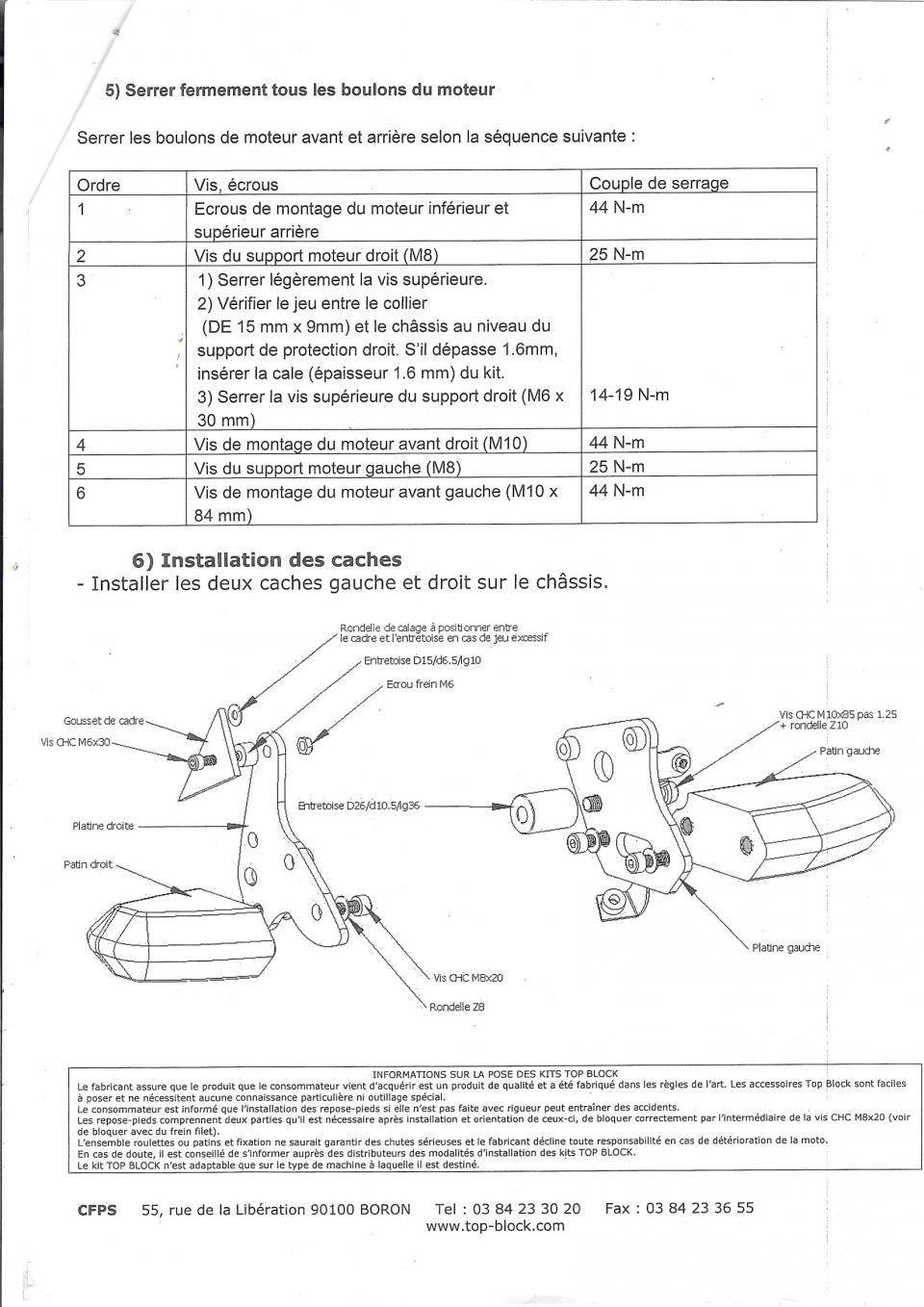 Kit tampon protection Top Block RLK15 pour moto Kawasaki 650 ER6-N 2006 à 2008