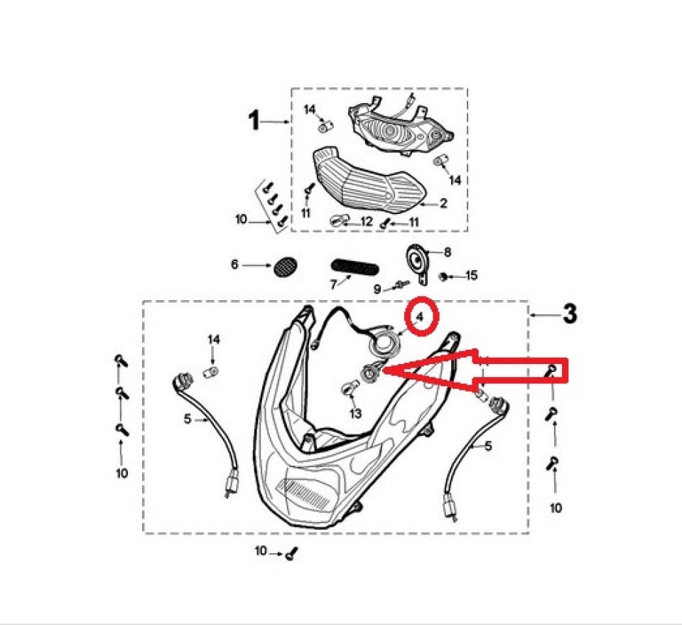 Douille Faisceau optique AV pour scooter Peugeot 50 Kisbee 2T 2013-20 802458