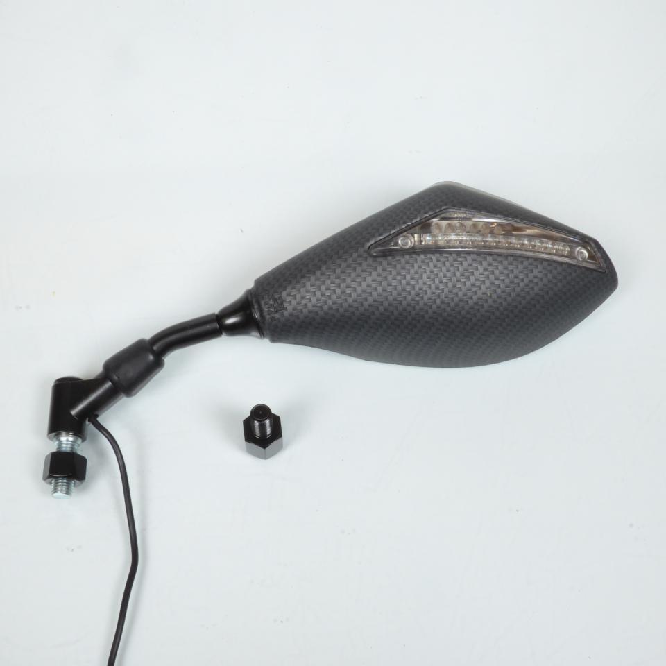 Rétroviseur carbone gauche pour moto avec clignotant led intégré M10 pas 125 standard