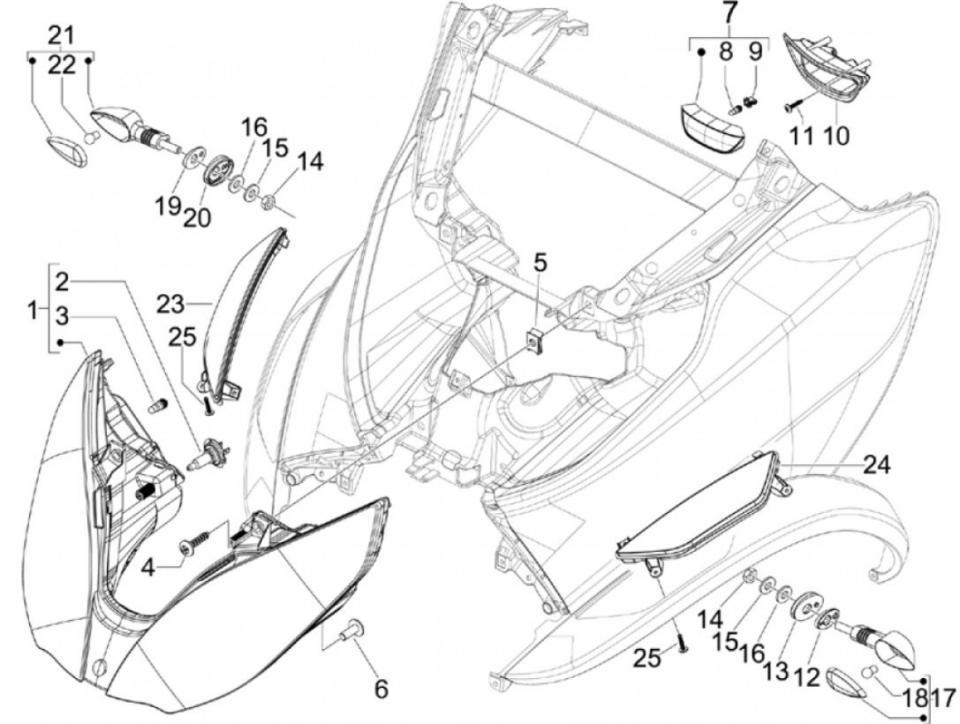 Feu de position avant veilleuse pour scooter Piaggio 400 MP3 Après 2008 294433