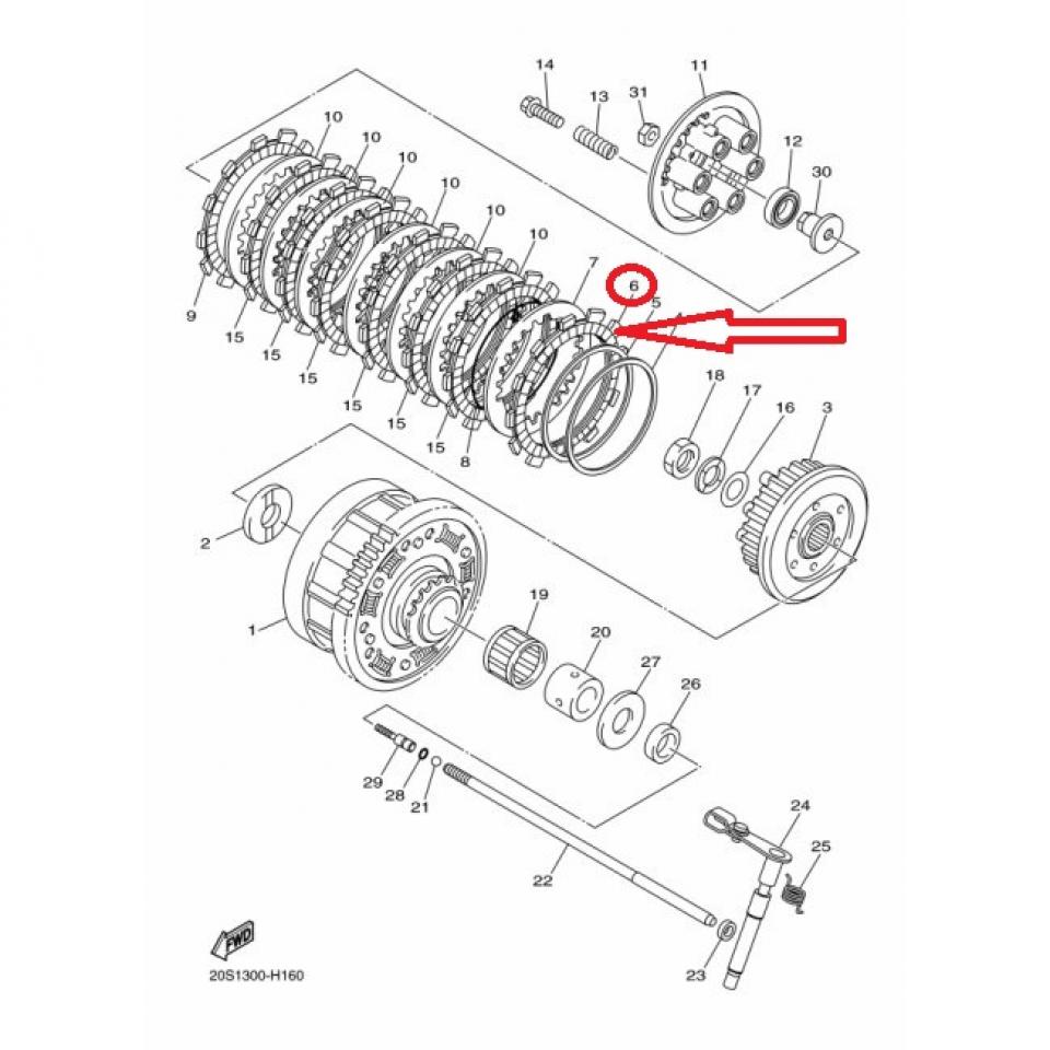 Disque garni d'embrayage origine pour moto Yamaha 600 FZ6 4H7-16321-02-00 Neuf