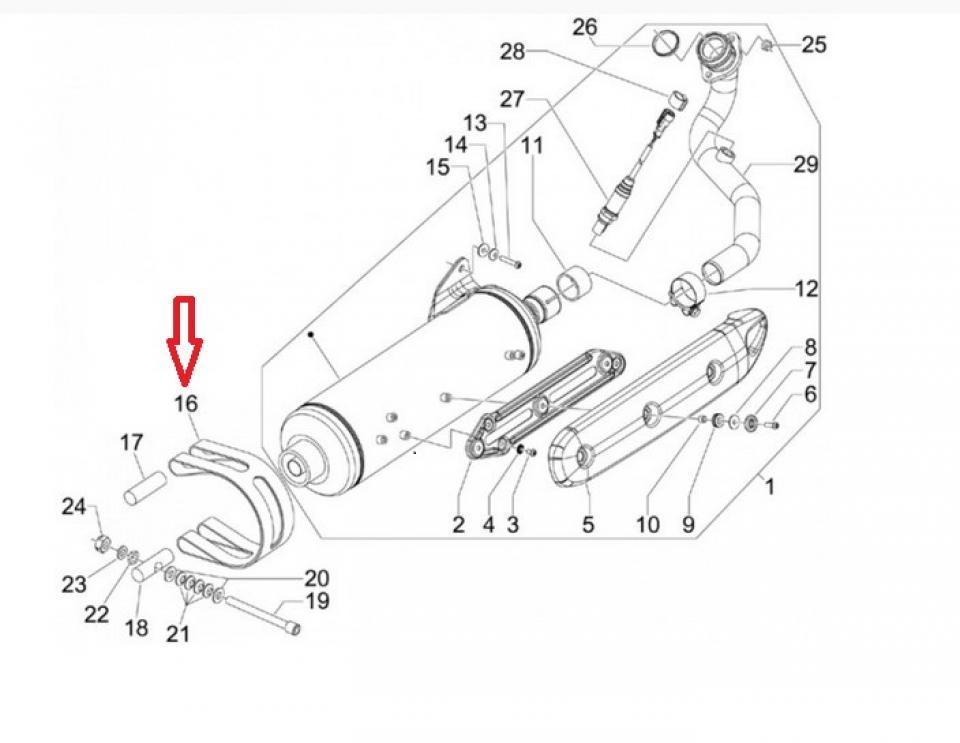 Bride collier de pot d'échappement origine pour scooter Piaggio 400 MP3 599533