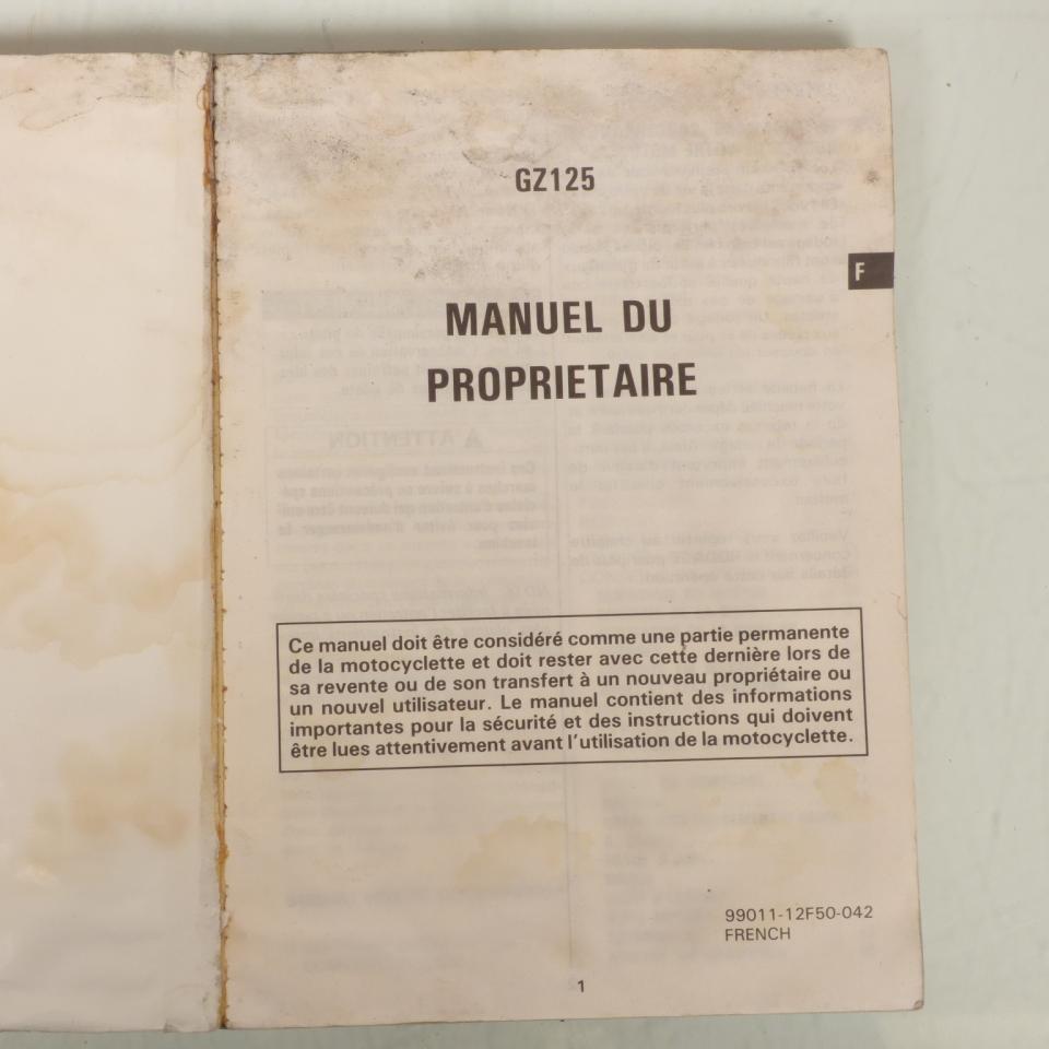 Manuel du propriétaire utilisateur pour moto Suzuki 125 GZ 1998 99011-12F50-042