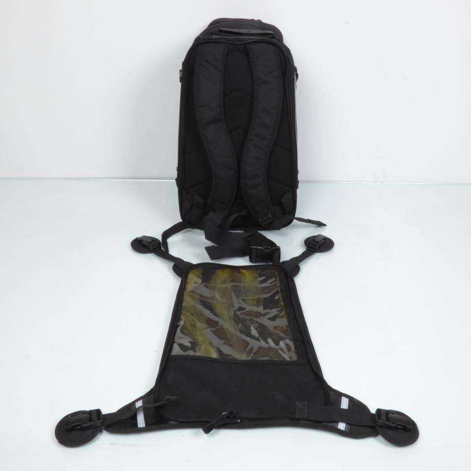 Sacoche de réservoir sac à dos pour moto aimantée souple amovible en textile noir