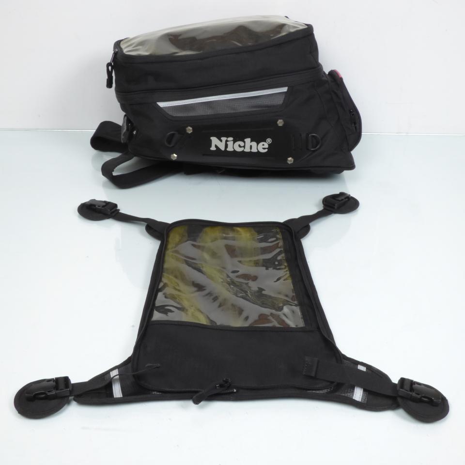 Sacoche de réservoir sac à dos pour moto aimantée souple amovible en textile noir