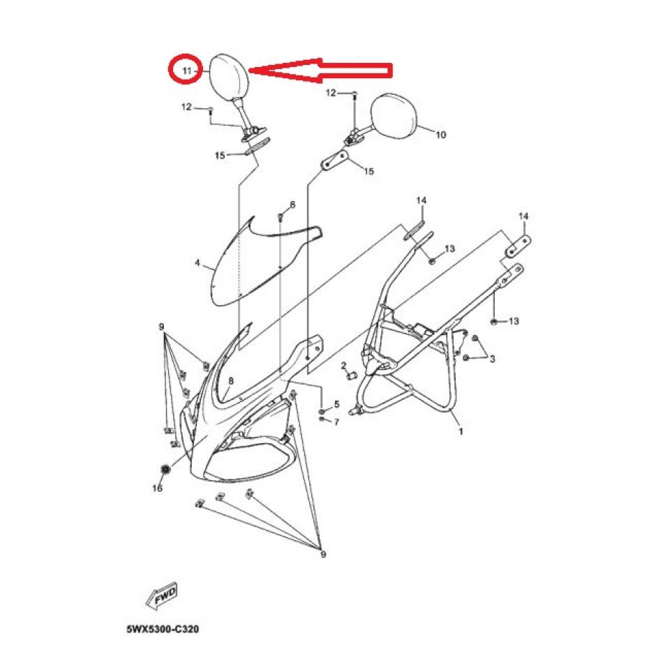 Rétroviseur droit pour moto Yamaha 50 TZR 2004 à 2012 5WX-F6290-01 Occasion