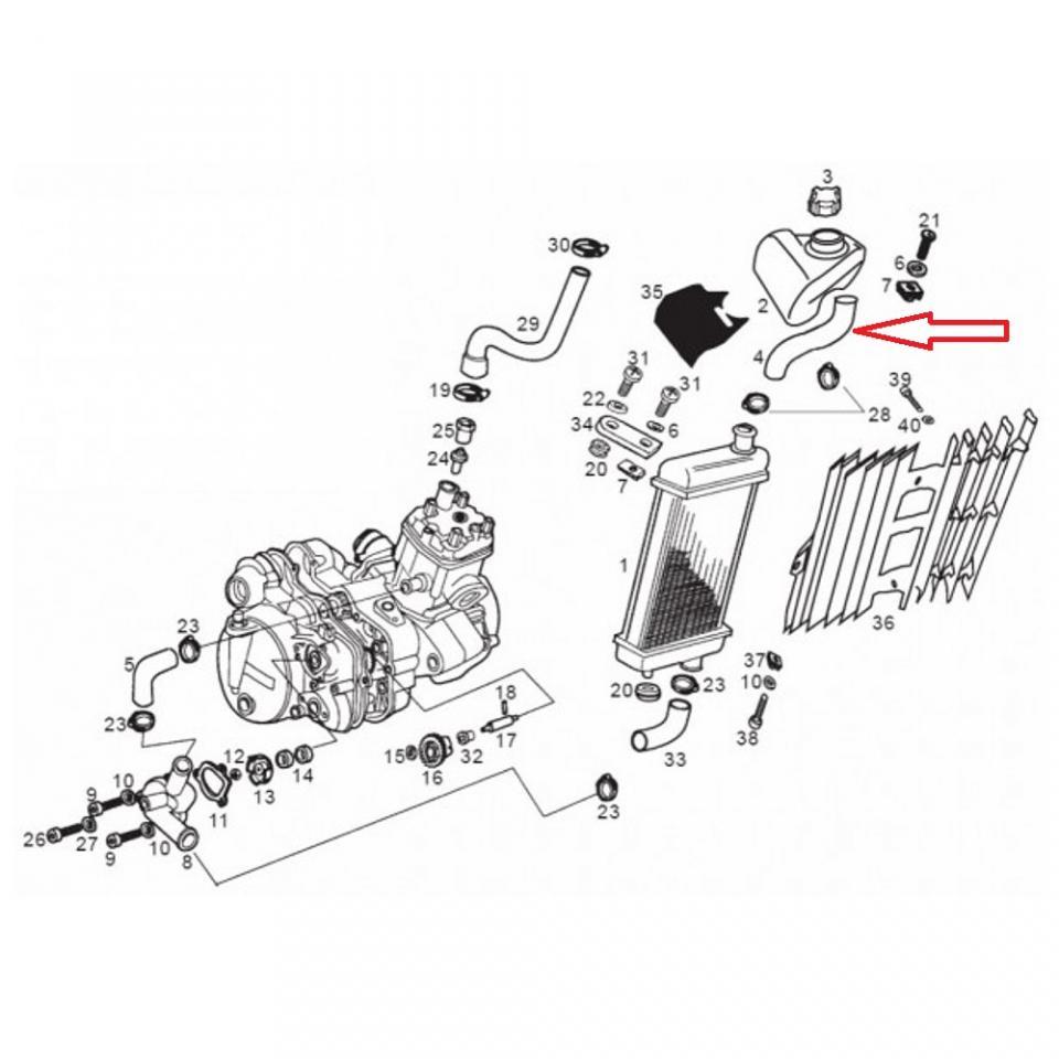 Durite de refroidissement origine pour moto Gilera 50 RCR 2004-2006 00G03800601 Neuf