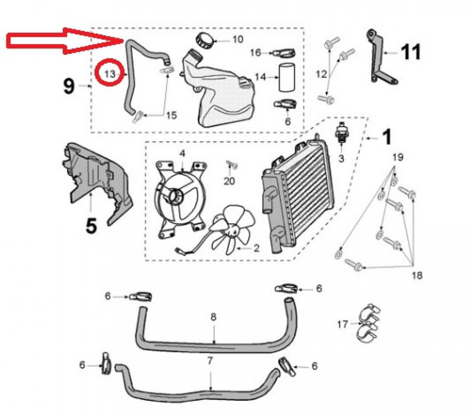 Durite refroidissement  pour scooter Peugeot 50 Jet force 746592 330mm Ø7mm