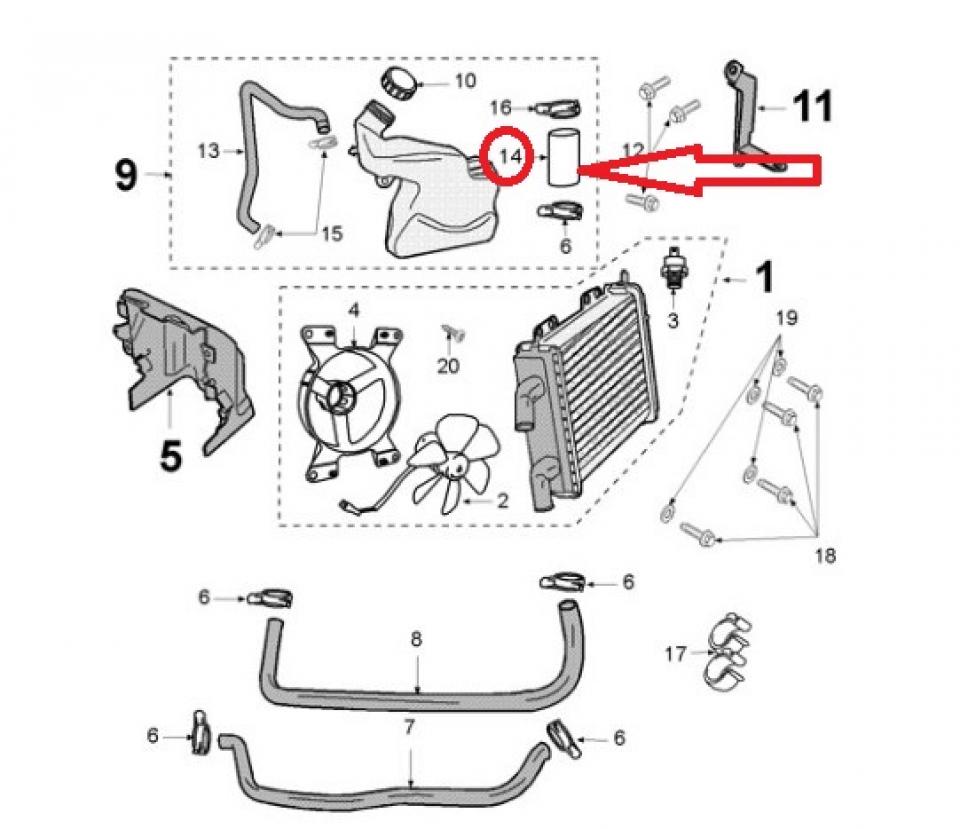 Durite refroidissement pour scooter Peugeot 50 Jet force 746593 114mm Ø17mm