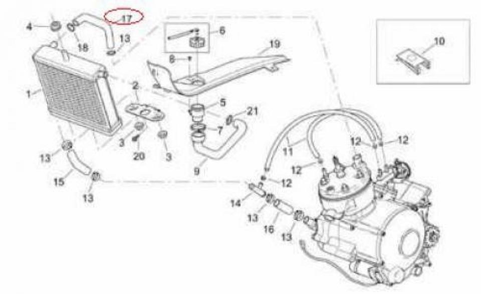 Durite de refroidissement origine pour Moto Aprilia 50 RS 1999 à 2005 AP8220511 Neuf