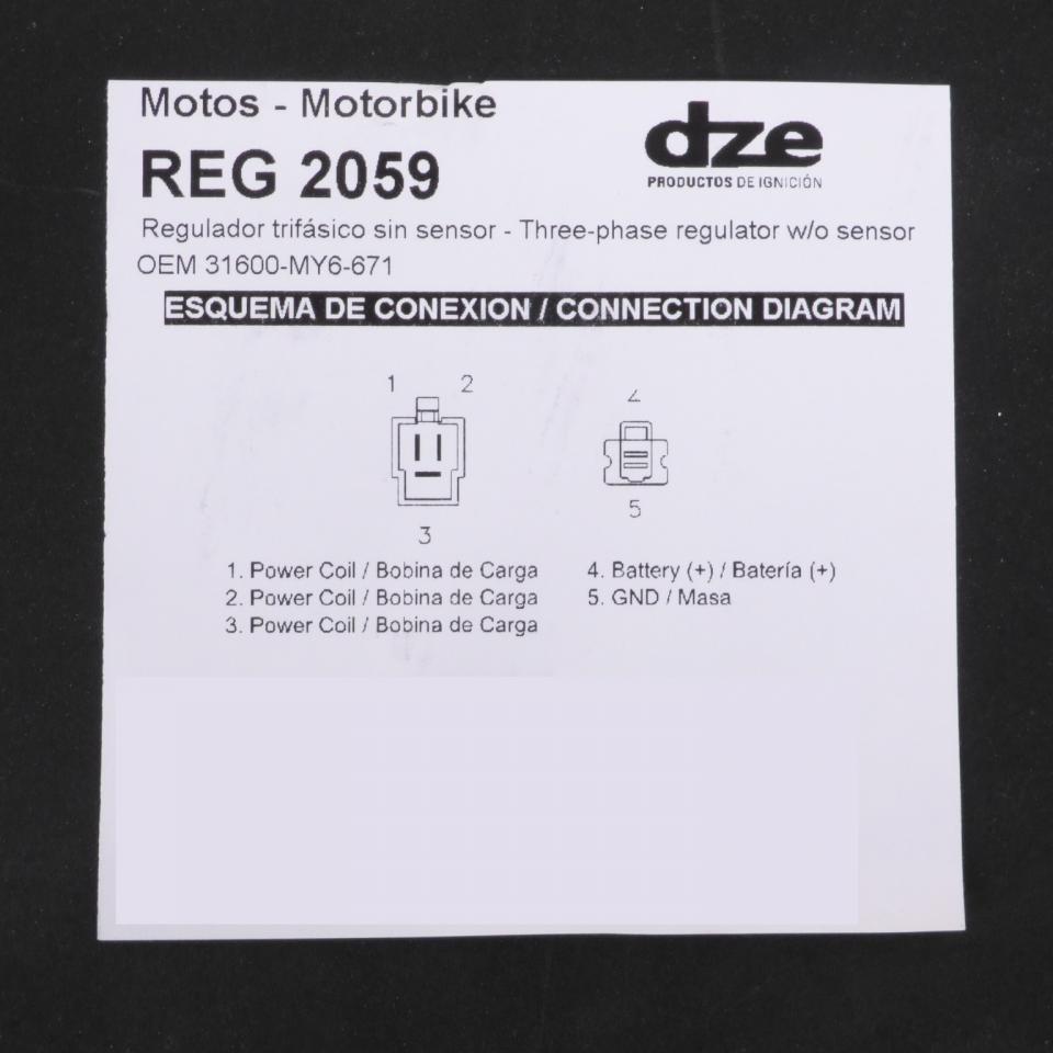 Régulateur redresseur de tension DZE pour Scooter Daelim 125 S1 2007 à 2012 REG2059 14543 / 31600-MY6-671 Neuf