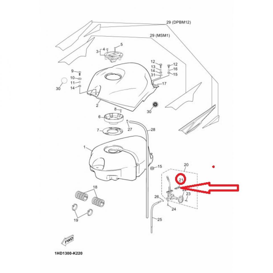Joint entre robinet et réservoir essence pour moto Yamaha 50 TZR 5WX-F4512 Neuf
