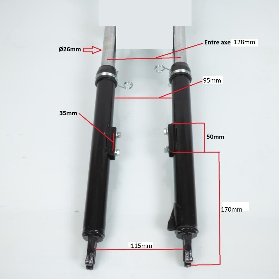 Fourche télescopique Ø26mm noire et grise pour mobylette Peugeot 103 SP cyclomoteur