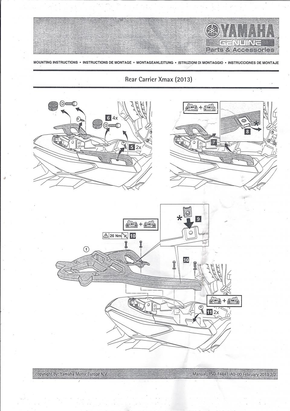 Porte bagage pour scooter Yamaha 250 Xmax 2013-2017 1SD-F4841-A0-00 Noir Neuf