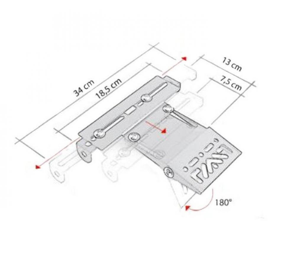 Support de plaque d'immatriculation universel ajustable noir Mad rabatable pour moto