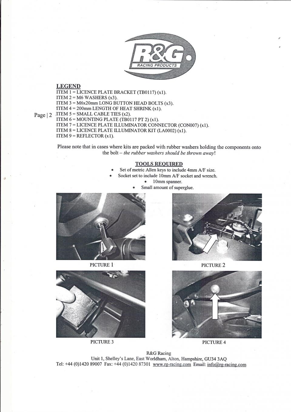 Support plaque immatriculation R&G moto Kawasaki KLZ Versys 1000 LP0117BK Leds