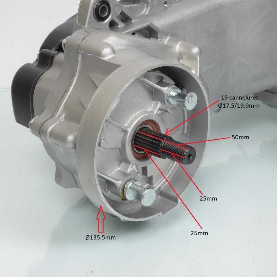 Bloc moteur pour scooter Peugeot 50 Kisbee 4T 12 pouces axe roue arrière court