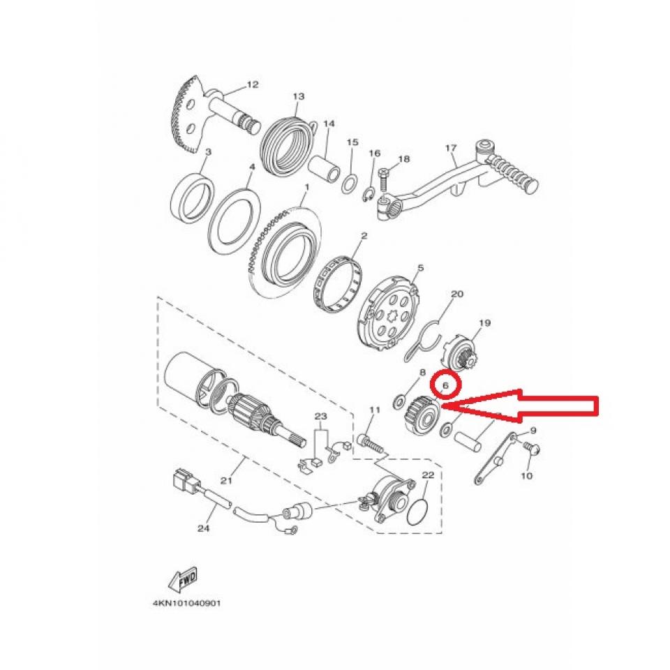 Pignon intermédiaire de démarreur pour moto Yamaha 80 TZR RR 1992 3WF-15650 Neuf
