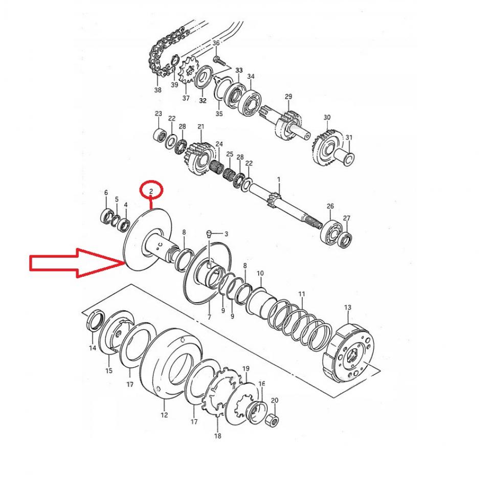 Demi-poulie fixe correcteur de couple origine pour quad Suzuki 80 Quadsport Neuf